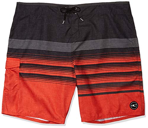 O'NEILL Men's 21 Inch Outseam Ultrasuede Swim Boardshort, Neon Red/Lennox, 42
