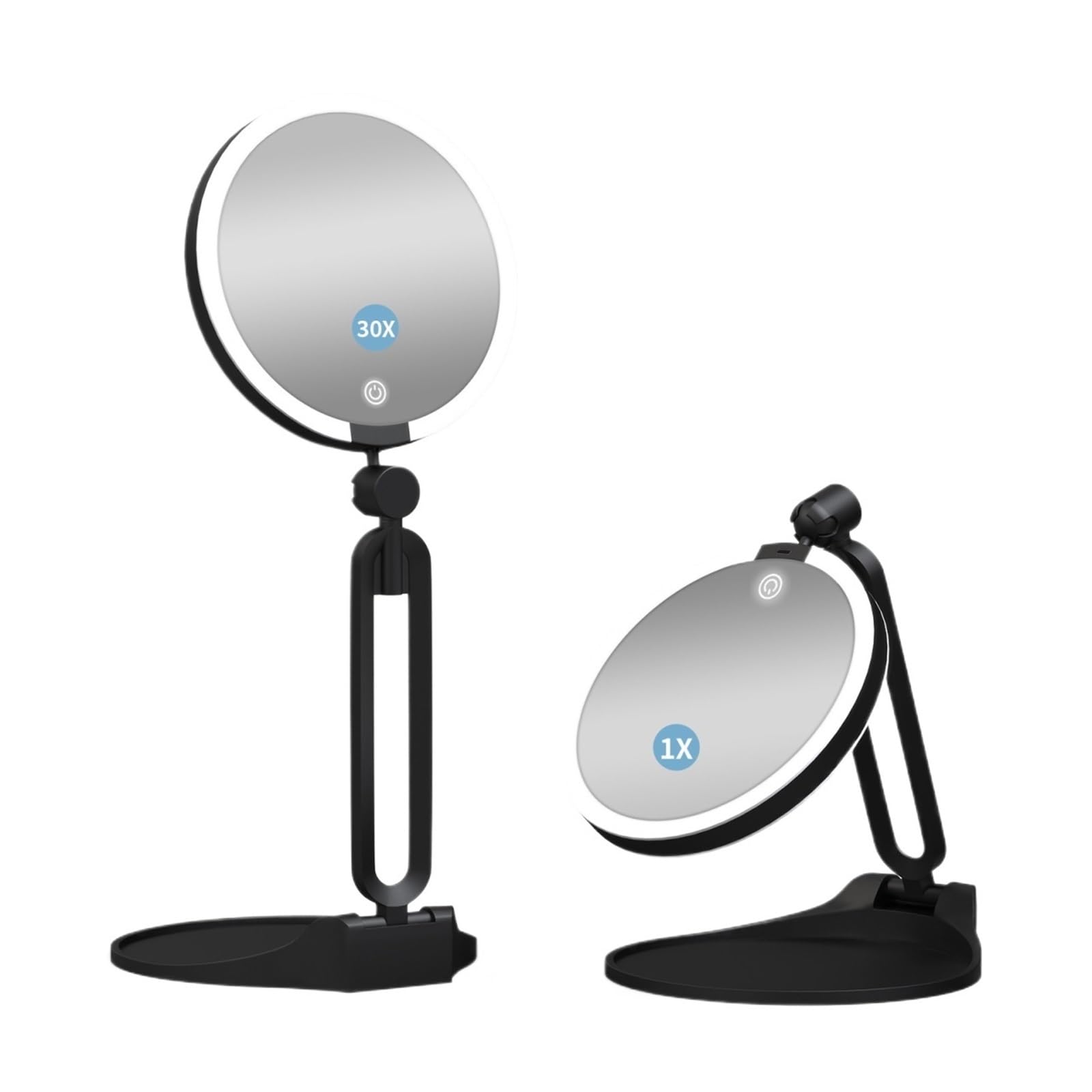 KTMBOHU Foldable Rotating Bracket Dimming Dual-function Makeup Mirror Travel Portable Storage Desktop Mirror(40倍)