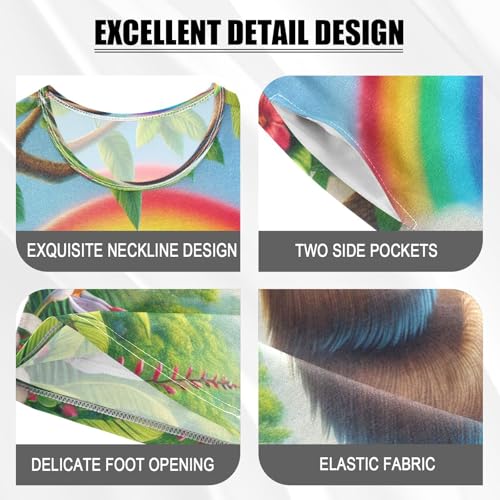 Sloth Rainbow Summer Pajama Set Short Sleeve Summer Pajamas Sleepwear Nightwear Set Cotton 5Y4