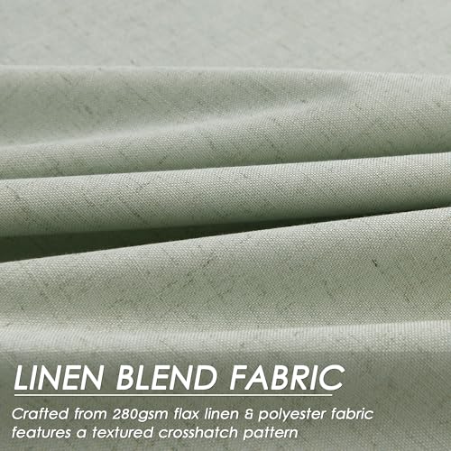 Image of Nanspring Mist Sage 100% Blackout Linen Curtains for Bedroom 84 Inch Length 2 Panels Set Back Tab Thermal Insulated Boho Black Out Curtain for Living Room Cortinas Blackout para Dormitorio 52x84