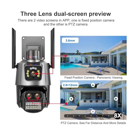 Caméra de surveillance extérieure 4K 9MP triple objectif haute performance - 5