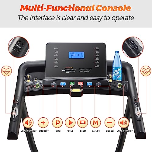 Folding Treadmill With Incline Treadmill 300 Lb Capacity Incline Treadmill 2.5Hp Treadmill Led Display Connected With Bluetooth Speakers Suitable Treadmills For Home #TOP3