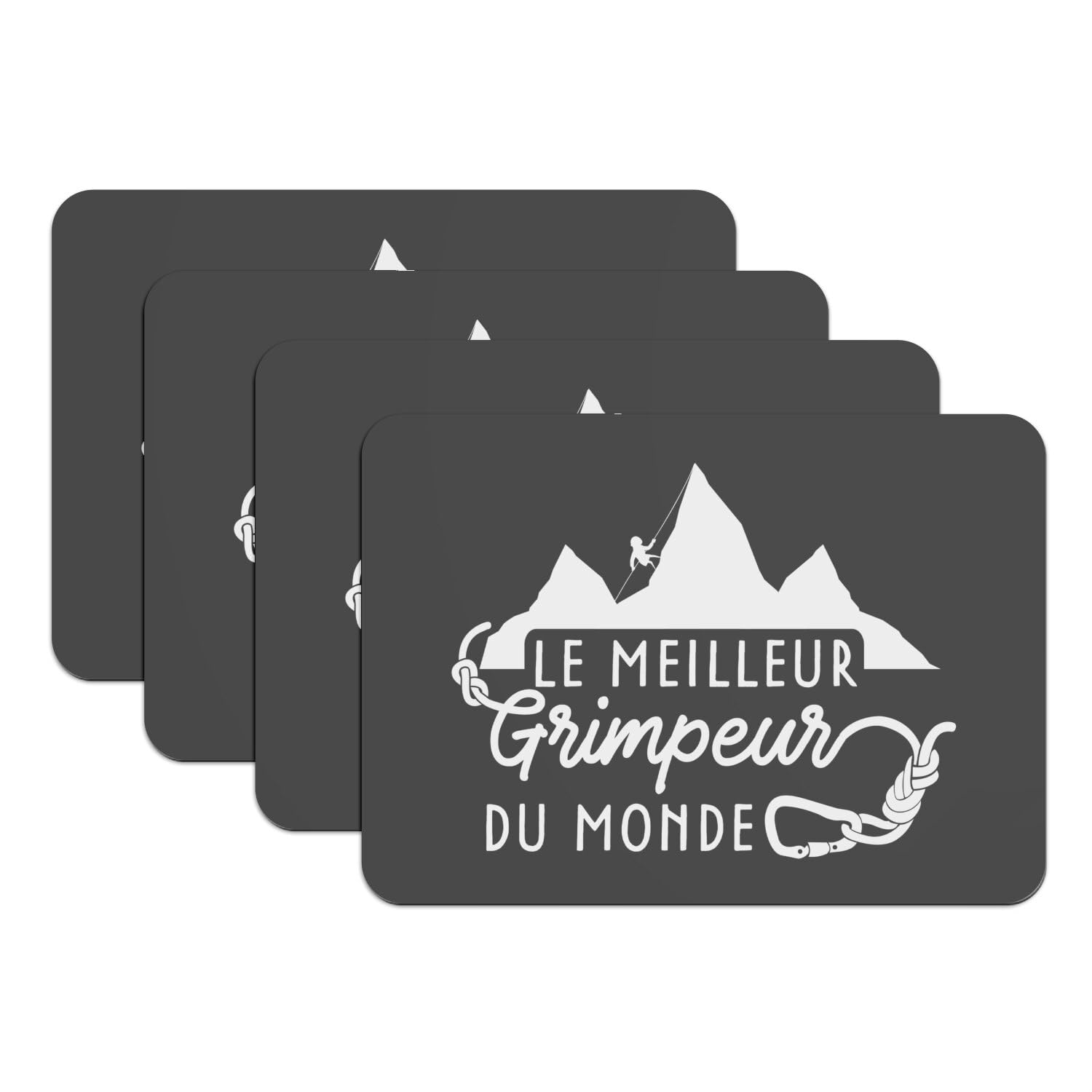 4 sets de table escalade noir 39,5x28,5 cm avec dessous en caoutchouc