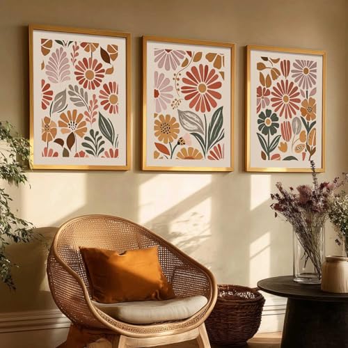 Image of kotart Boho Painting Wall Art Home Decoration Paintings With Frame For Living Room Bed Room Hotel Wall Decor Digital Reprint Set of 3 (14x20 Inch)