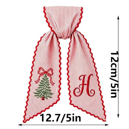 Christmas Wreath Sash for Front Door, Personalized with Initial Bow, A - image 7