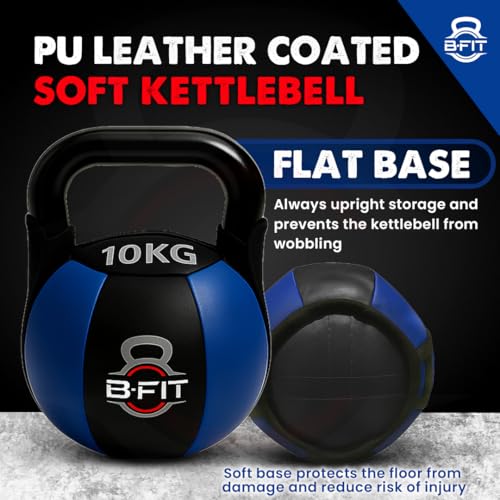 Image of B Fit PU Leather Premium Soft Kettlebell with Handle for Weightlifting, Conditioning, Strength and core Training (10 Kg)