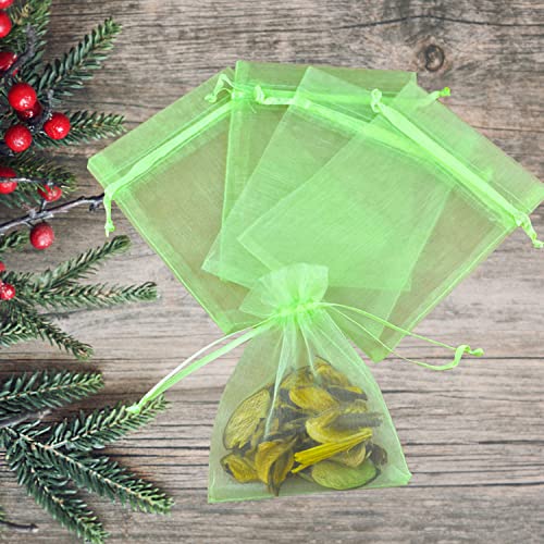 Image of Dealglad 50pcs Drawstring Organza Jewelry Candy Pouch Christmas Wedding Party Favor Gift Bags (3.5x4.5 inch, Light Green)