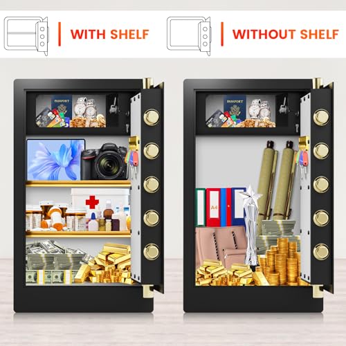 [31.5" Tall] Extra Large Home Safe Fireproof Waterproof, Heavy Duty Steel Safe Box with Fireproof Bag, Combination Lock and Inner Cabinet, Fire Proof Safes for Home Documents Valuables
