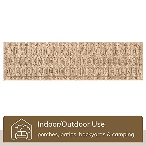 Well Woven Sturl Beige Indoor/Outdoor Flat Weave Pile Nordic Diamond Pattern (2'7" X 9'10" Runner) Runner Rug #TOP3
