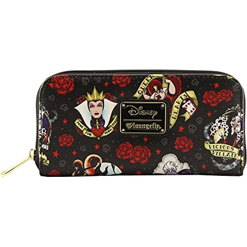 Loungefly Disney Villains Roses Tattoo All Over Print Wallet New