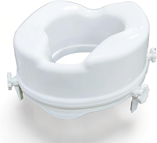 Veayva commode seat elevator raiser 4 inch | commode elevator 4 inch with 4 Clips | premium toilet seat raiser with spider grips