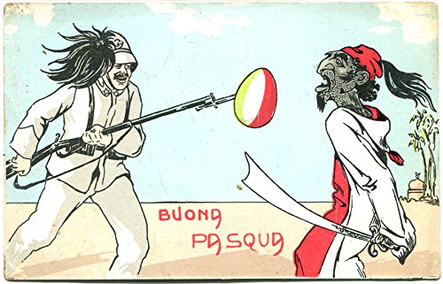 1914 Tripoli Buona Pasqua illustratori Baionetta Militare dest.Parma - FP COL VG Cartolina Postale