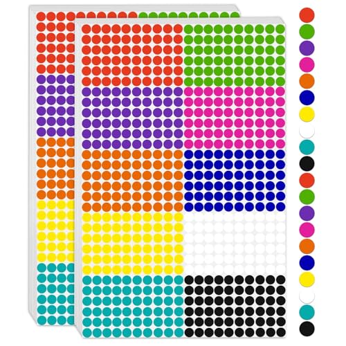 KEYBOO 6000 Pcs Small Dot Stickers 1/4" Circle Dot Stickers Round Color Coding Label Sticker, Colored Small Stickers Tiny Sticker for Toddlers Mini Stickers in 10 Colors for Office,Classroom