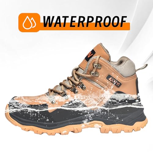Waterproof Steel Toe Work Boots for Men - Wide Toe Comfortable Non Slip Safety Shoes Durable Leather Industrial & Construction Boots2