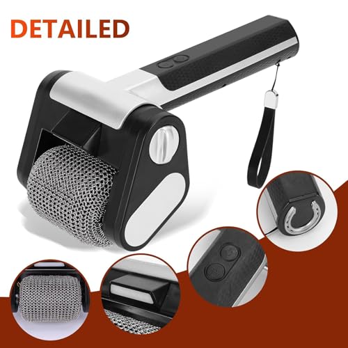Pulitore elettrico per grill, spazzola elettrica per barbecue, senza setole, strumento ricaricabile senza fili, con rullo in acciaio inossidabile da 350 giri/min e luce LED