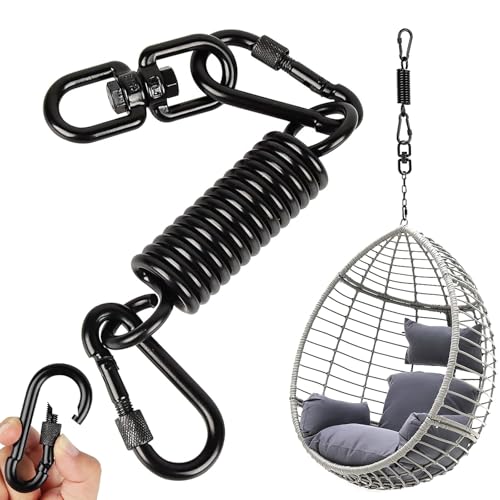 Huanmin Molla oscillante per poltrona sospesa, con 2 moschettoni e gancio girevole a 360°, moschettone, portata fino a 250 kg, molla di sospensione per sacco da boxe, hammock, yoga