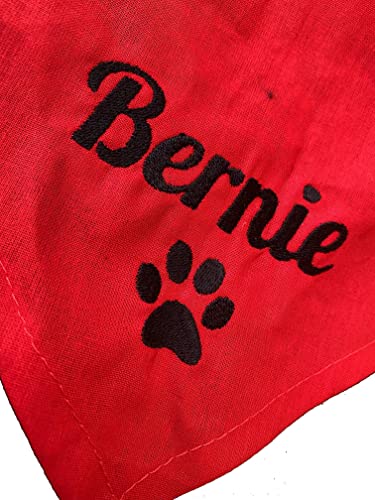 Personalisiert Hunde Bandana, Verstellbare Hunde Dreiecks Halstuch, Wunschname, Gestickt Name des Hundes, Baumwolle Kopftücher Hundehalstuch Dreieckstuch (L, rot)