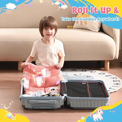 anfie Weighted Lap Pad 2 Pounds, Weighted Blanket Kids(20"*30") Cooling Blanket for Sleeping,Weighted Throw Blanket for Travel Indoor Outdoor(Red Unicorn)