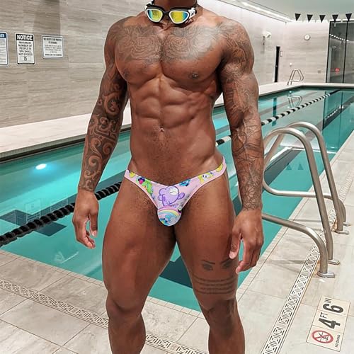 Cute Cartoon Briefs High Cross Men's Triangle Bikini Sexy Low Rise Graffiti Print Underwear2