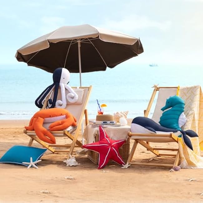 Phantoscope Outdoor Sea Horse Shaped Throw Pillow, Decorative Waterproof Pillows for Outdoor Patio Furniture, Beach Cushion Pillows, Lake Blue 23 x 9.5 Inches