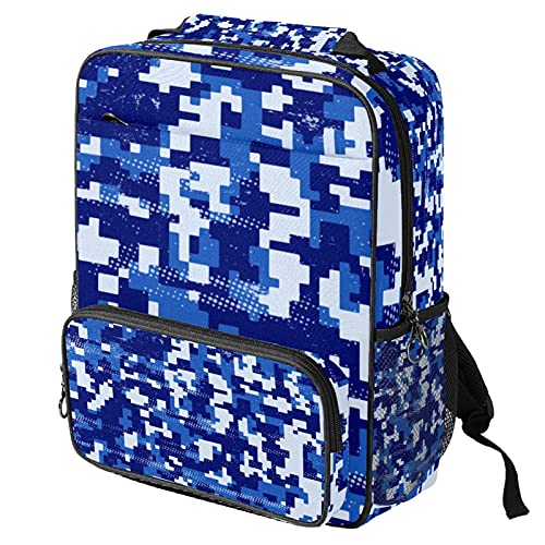 Sac à dos décontracté pour ordinateur portable bleu camouflage