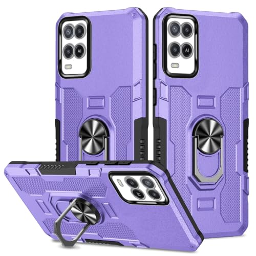 Coque Oppo A54 4G antichoc militaire avec anneau rotatif couleur violette