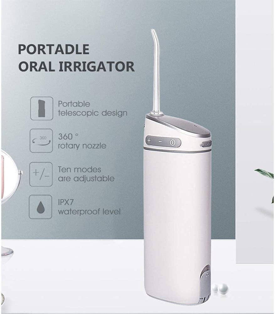 Flosser de Agua inalámbrico, Boquilla giratoria de 360 ​​°, 165 ml portátiles y Recargables IPX7 Impermeables a Prueba de Agua 3 Modos de Agua Flosser Tanque para el hogar y el Viaje