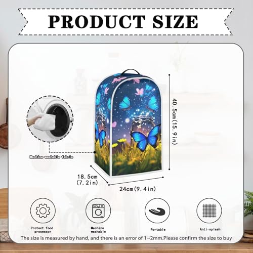 Image of Talayituse Butterfly Flower Print Blender Dust Cover, Fingerprint Protection Cover for Stand Mixer or Coffee Machine, Home Kitchen Appliance Covers for Stain Dust Resistant Supplies