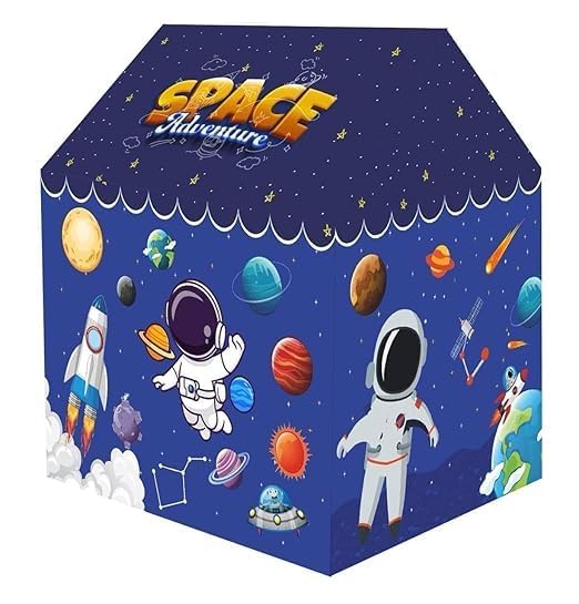 Image of Colorfull and Light Weight Children Play Tent House for 3-10 Years Old Kids Girls and Boys Light Weight and Foldable Children Toys, Indoor and Outdoor Kid Tent House (Doll) (Space)