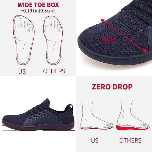 Image of relxfeet Men's Barefoot Shoes Minimalist Cross-Trainer Shoes Wide Toe Walking Shoes Zero Drop Sole Trail Running Sneakers