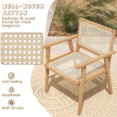 TANGZON 3 Piece Bistro Set, Teak Wood Folding Table and 2 Rattan Chairs Set with Backrests & Armrests, Outdoor Patio Garden Furniture Set for Backyard Balcony Poolside (1 Chair) 5 TANGZON 3 Piece Bistro Set, Teak Wood Folding Table and 2 Rattan Chairs Set with Backrests & Armrests, Outdoor Patio Garden Furniture Set for Backyard Balcony Poolside (1 Chair) - Image 5