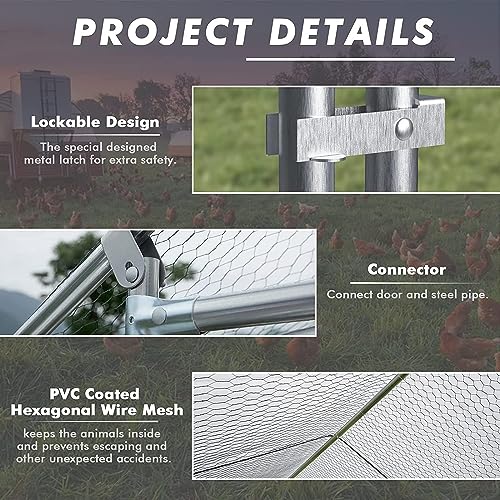 Image of LEMBERI Small Metal Chicken Coop, Walk-in Chicken Run,Galvanized Wire Poultry Chicken Hen Pen Cage, Rabbits Duck Cages with Waterproof and Anti-Ultraviolet Cover for Outside,Backyard and Farm