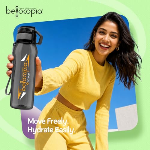 Image of Streax Sports Water Bottle 1 Litre (1000ml) | Blue | BPA-Free, Leakproof Gym Bottle | Lightweight with Easy Grip & Carry Loop | Durable Fitness Bottle for Gym, Running, Cycling & Outdoor Use