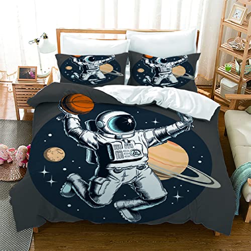 Fundas Nordicas 105 Astronauta Gris Ropa de Cama para Niños Adultos con Cremallera Suave Transpirable 110gsm Microfibra Fundas Nordicas 200x200 cm + 2 Fundas de Almohada 50x80 cm