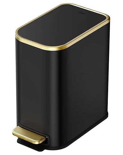 Miniatura 9 de Cesun Cubo de basura pequeño para baño con tapa de cierre suave, cubo de basura de acero inoxidable de 5 litros1.3 galones con cubo interior