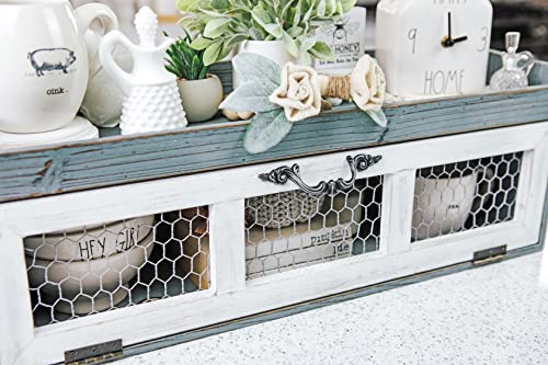 Felt Creative Home Goods Farmhouse Chicken Wire Countertop Shelving Organizer - Decorative Kitchen Pantry Storage Cabinet - Rustic Counter Storage Display - Country Kitchen Island Decor, Coastal - Image 3