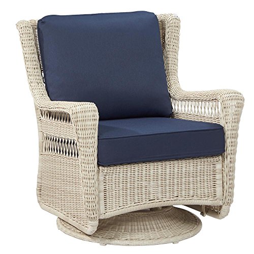 Hampton Bay Park Meadows Off-White Swivel Rocking Wicker Outdoor Lounge ...