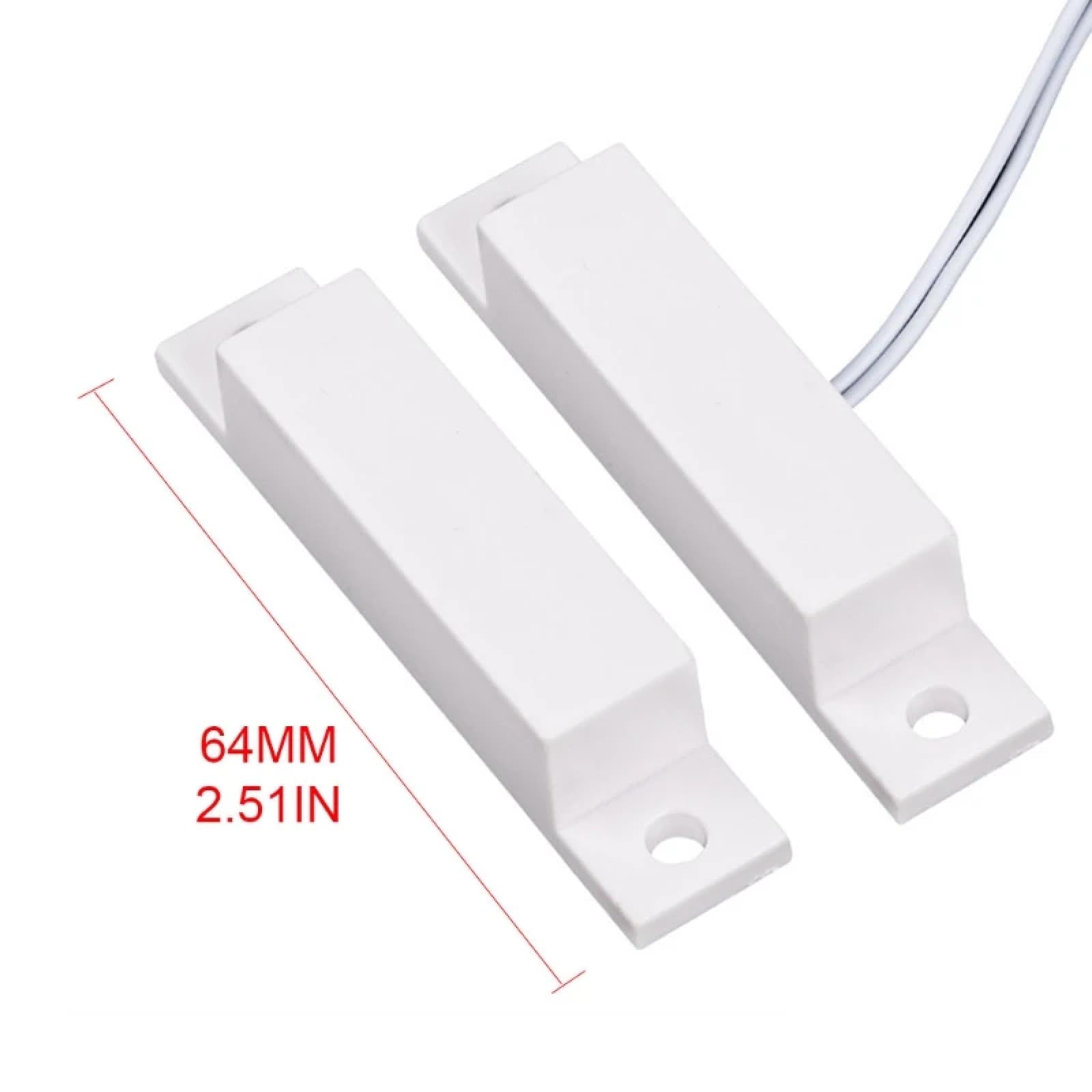 Sensore di contatto magnetico per porte e finestre, lunghezza 64 mm, interruttore NO/NC, interruttore di sicurezza bianco con cavo (normalmente chiuso)
