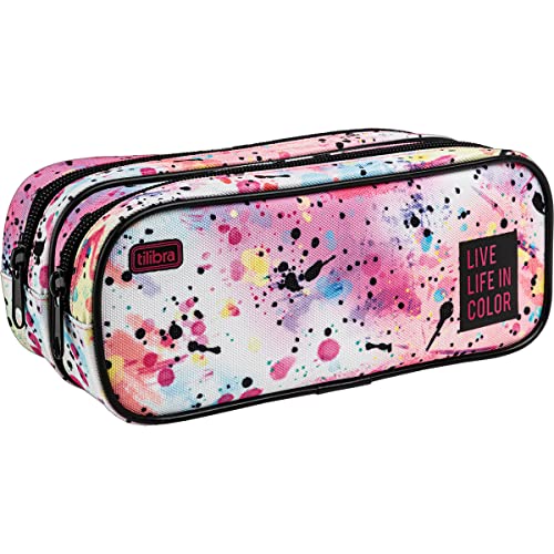 Tilibra - Estojo Duplo Grande Académie Splashes Branco