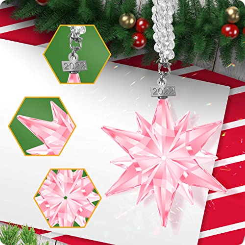 Fancyoung Crystal Snowflake Pendant Snow Ornaments 2022 Party Window Decor Christmas Decoration Wedding Hanging Ornament, Pink #TOP2