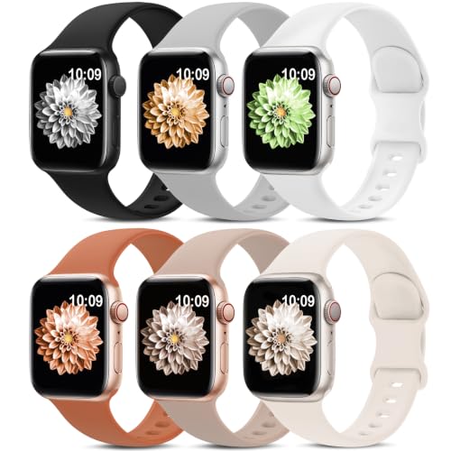 Image of 6 Pack Sport Bands Compatible with Apple Watch Band 38mm 40mm 41mm 42mm 44mm 45mm 49mm 46mm for Women Men,Silicone Waterproof Strap for iWatch Apple Watch Series 11 10 9 Ultra 8 7 6 5 4 3 2 1 SE