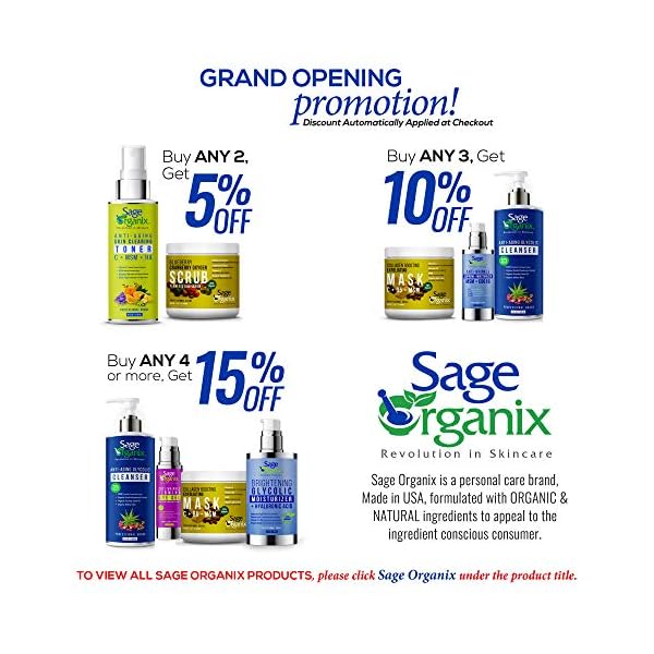 Sage-Organix-Anti-Aging-Vitamin-C-Face-Wash-72-Organic-Daily-Facial-Cleanser-to-Fade-Dark-Spots-Combat-Acne-Minimize-Pores-Reduce-Wrinkles-Ideal-for-Women-Men-Oily-Dry-Sensitive-Skin-6-oz Sage Organix Anti Aging Vitamin C Face Wash, 72% Organic Daily Facial Cleanser to Fade Dark Spots, Combat Acne, Minimize…