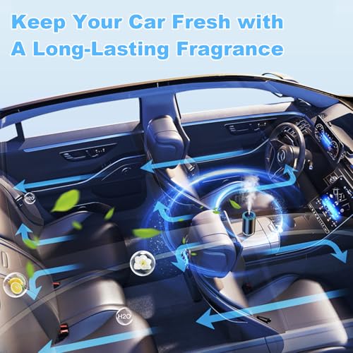 Image of Smart Car Air Fresheners，Car Air Freshener Diffuser，Five Speed Adjustable Modes Car Fragrance，50ml Capacity Car Air Freshener，Rechargeable Car Fragrance Diffuser(Gardenia)