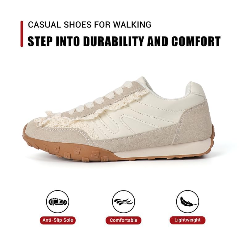 Image of Sneakers for Women Retro Fashion Trendy Sneakers with Foam Insole Casual Shoes for Walking Tennis Classic Non-Slip Comfort Shoes