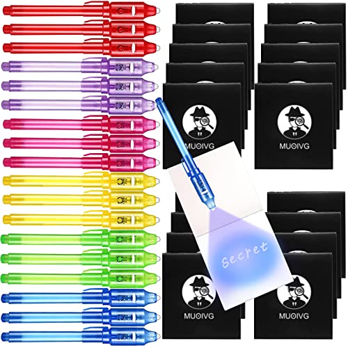 MUOIVG Bolígrafo Tinta Invisible y Libreta Pack x 18, Fiestas Cumpleaños Niños Colegio, Detalles Relleno Piñata, Boli Magico para Escribir Mensajes Secretos
