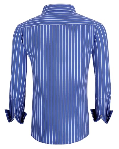 Alex Vando Mens Button Down Shirts Wrinkle Free 4-Way Stretch Print Business Casual Shirt