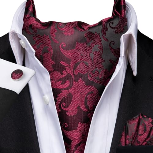 Image of Dubulle Paisley Floral Ascot for Men Self Tie Mens Cravat and Pocket Square Cufflinks Wedding