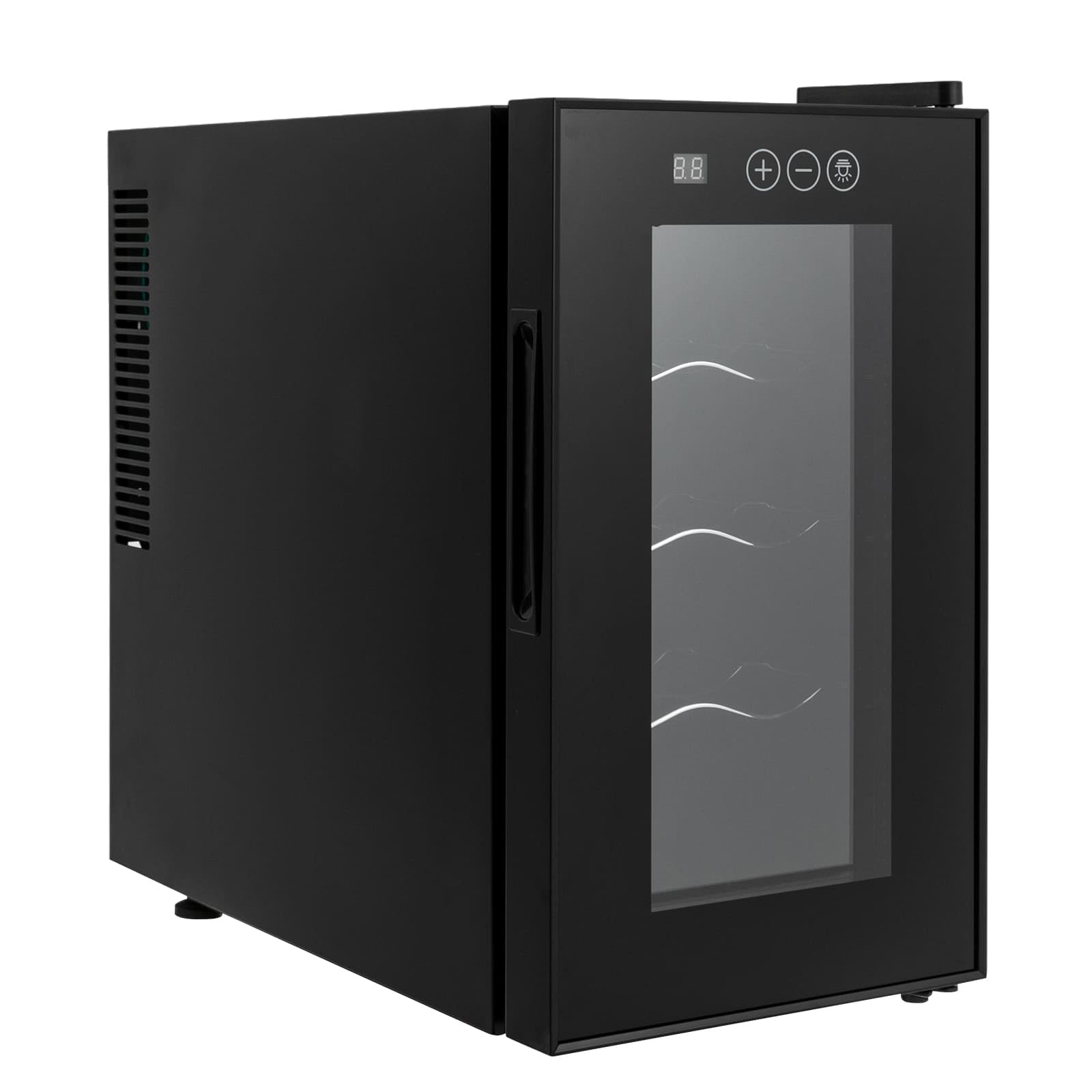 Frigorifero autoportante da 23 l, frigorifero per bevande, 8 bottiglie, piccolo frigorifero per bottiglie di vino, illuminazione a LED con porta in vetro per soda, birra, vino