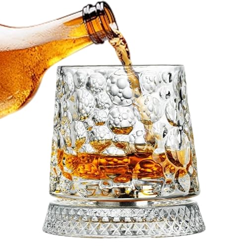 Generico Bicchieri per Cocktail Old Fashioned - Base Rotante A 360 Gradi Per Bevande In Trasparente,Calice Per Vino Rosso,Adatti Per Uomo Papà Marito Per Feste Drink Natale Compleanno E Festività