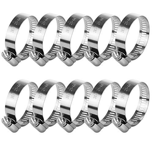 Abrazaderas de manguera Abrazaderas de manguera ajustables de acero inoxidable Mangueras de tornillo sin fin Abrazaderas de manguera, paquete de 10 (21-44 mm)